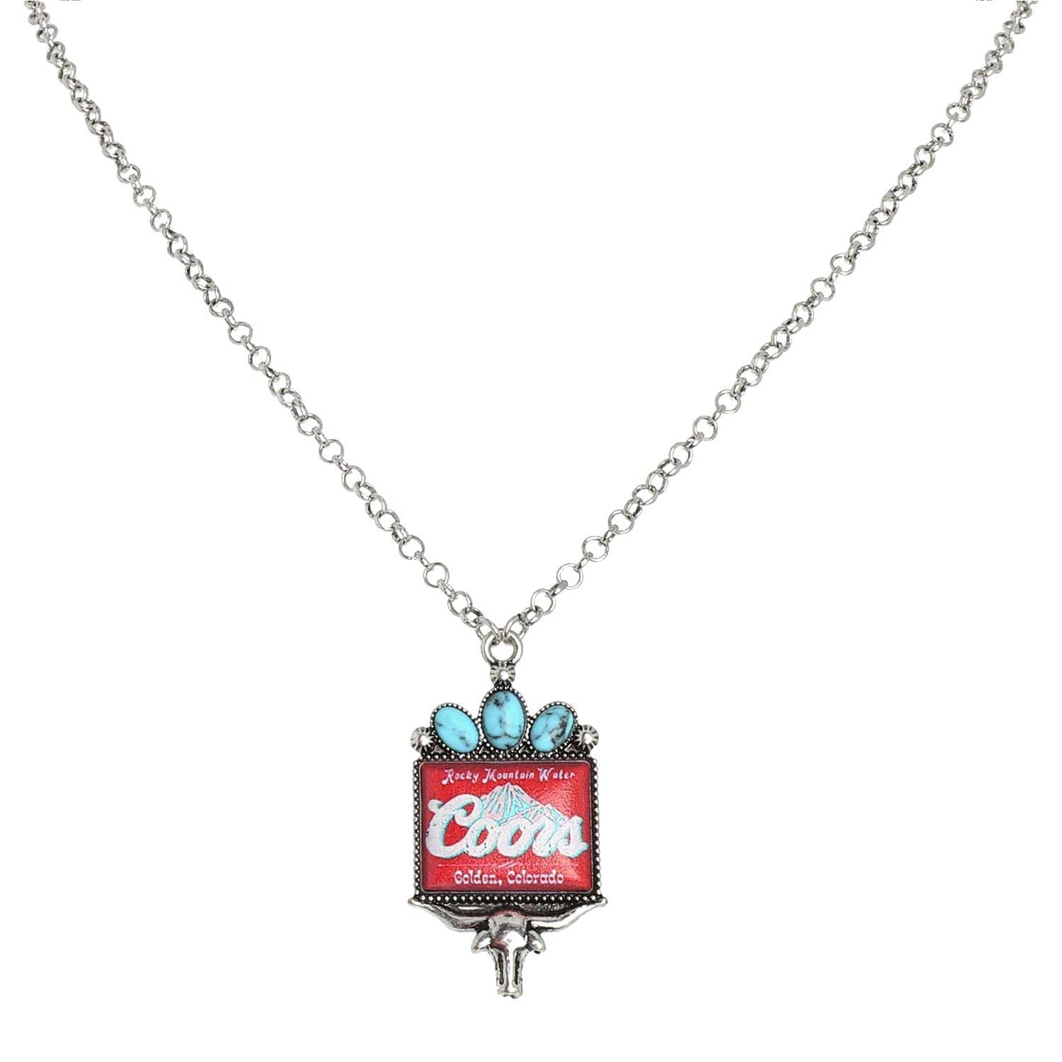 WESTERN LONGHORN COORS WATER PENDANT NECKLACE