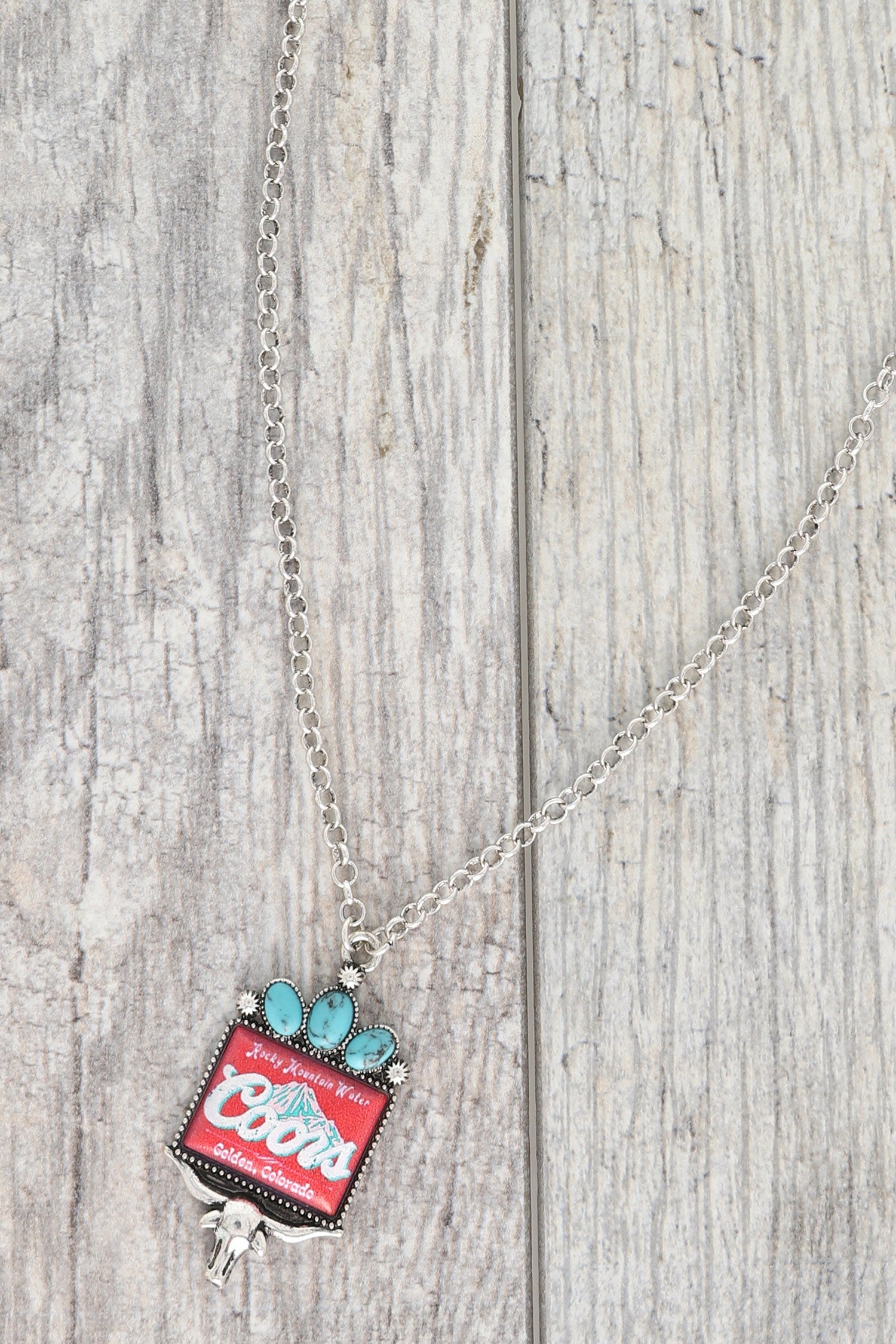 WESTERN LONGHORN COORS WATER PENDANT NECKLACE