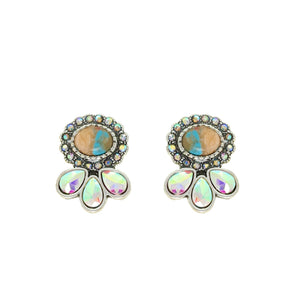 WESTERN TURQUOISE OVAL SHAPED DROP EARRINGS