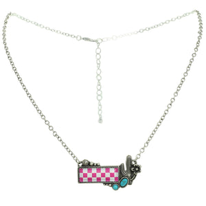 WESTERN CHECKERBOARD CACTUS PENDANT NECKLACE