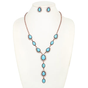 WESTERN TURQUOISE Y-SHAPED NECKLACE SET