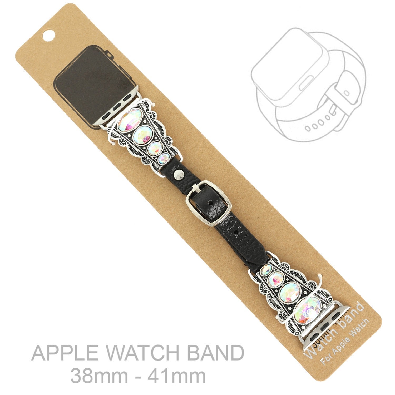 WESTERN JEWELED CONCHO APPLE WATCH LEATHER BAND