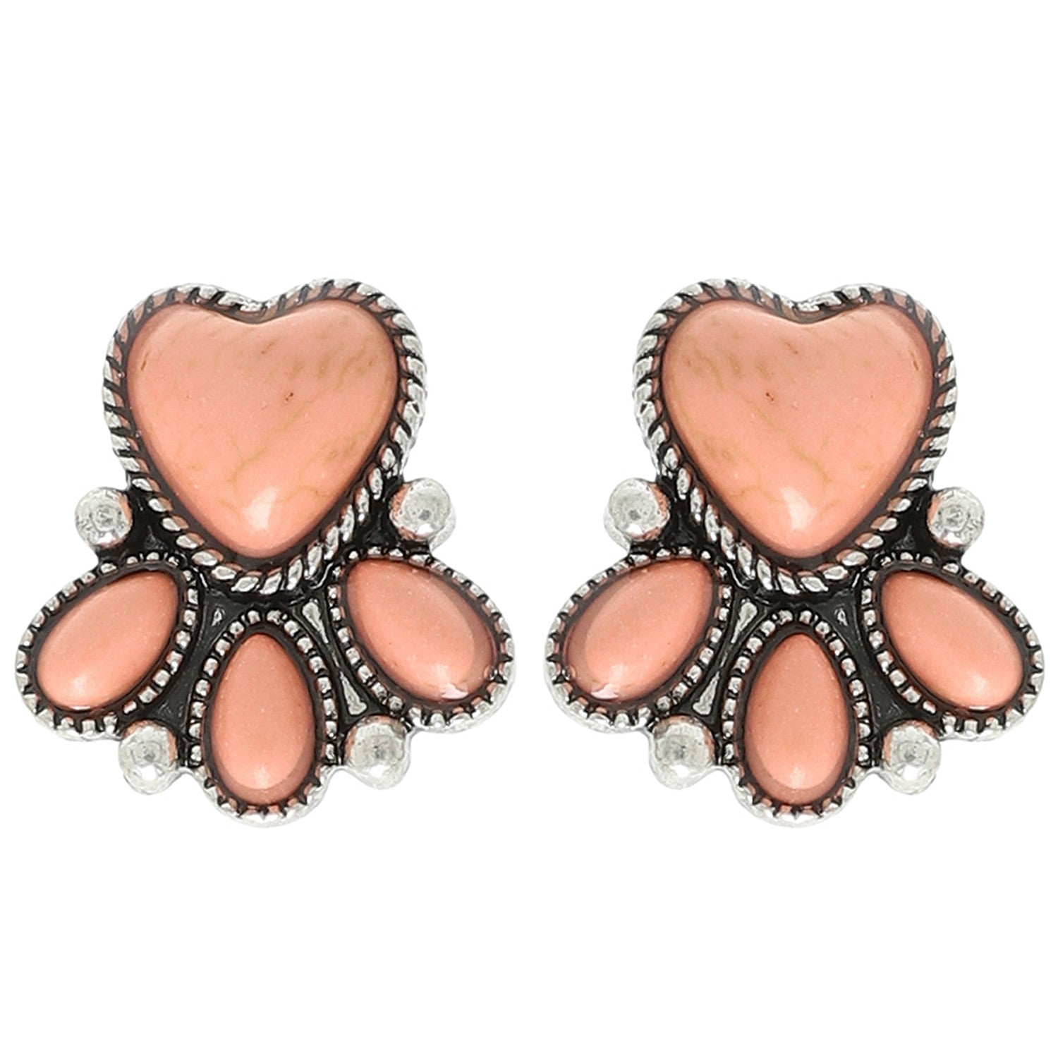 WESTERN SEMI PRECIOUS STONE HEART EARRINGS