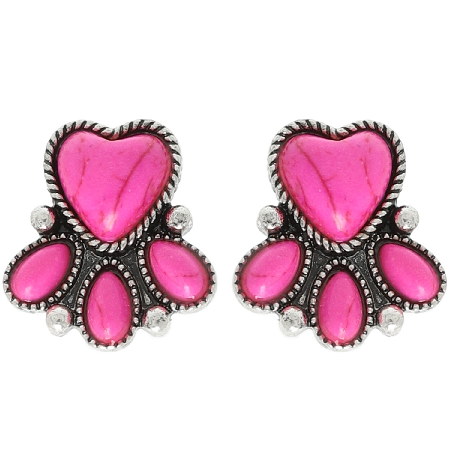 WESTERN SEMI PRECIOUS STONE HEART EARRINGS
