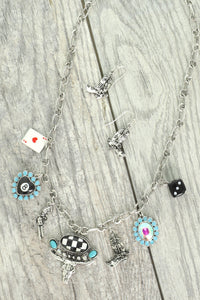 WESTERN GAMBLING THEME MULTI-CHARM NECKLACE SET