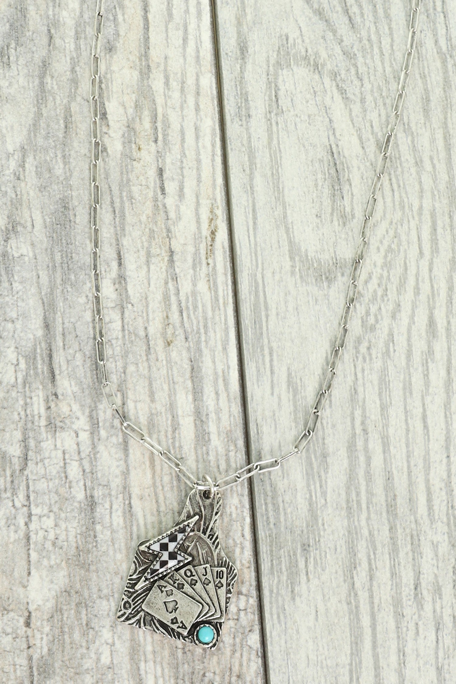 WESTERN ROYAL FLUSH CATTLE TAG NECKLACE