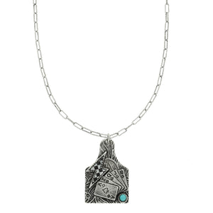 WESTERN ROYAL FLUSH CATTLE TAG NECKLACE