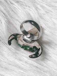 Cow skull floral crown adjustable ring