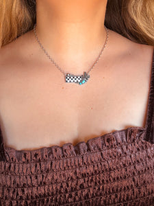 WESTERN CHECKERBOARD CACTUS PENDANT NECKLACE