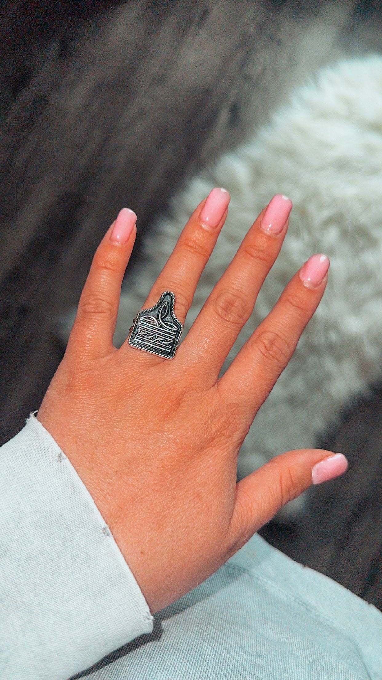 WESTERN BOOT STITCH ADJUSTABLE CUFF RING